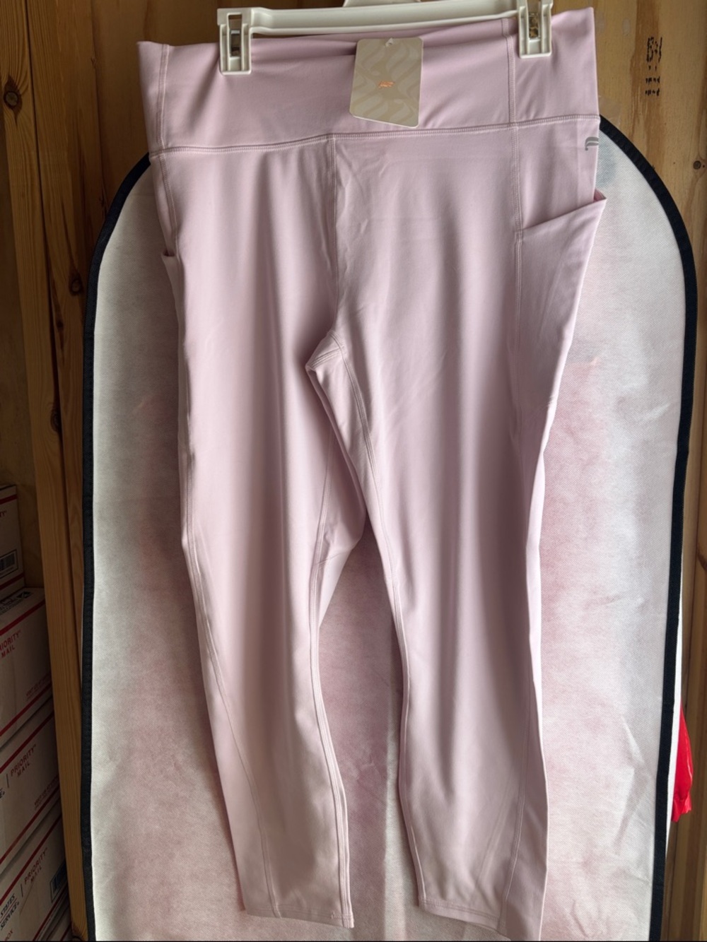 Fabletics Light Pink High-Waist Leggings with Side Pockets